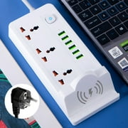 RNLUGM Smart Home , US Standard 110V Two Pin/three Pin Plug Multifunctional Socket With 6 USB Ports And Wireless Charging